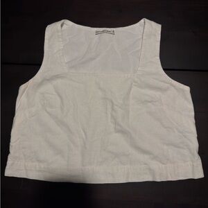 Abercrombie & Fitch Linen-Blend Squareneck Top (Size M, Color: White)